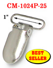 1&quot; Best Seller Baby Pacifier Clips / Suspender Clips With Fabric Protecting Plastic Teeth: Nickel Color CM-1024P-25