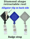 Diamond Shape Retractable Name Badge Reels With Alligator Clips