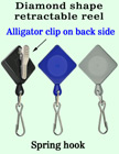 Diamond-Shaped Retractable Security Access Card Reels With Alligator Clips RT-05-QAC/Per-Piece