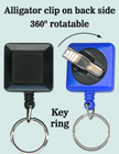 Rotatable Keychain Reels With Keychains &amp; Alligator Clips