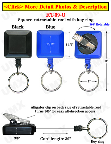 Rotatable Keychain Reels With Keychains &amp; Alligator Clips