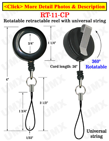 All Direction Pull Retractable Cell Phone String Reels With Universal Strings &amp; Belt Clips