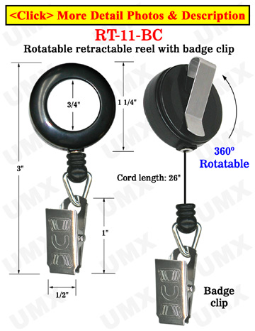 All Direction Pull Retractable Name Badge Clips With Metal Badge Clips &amp; Belt Clips